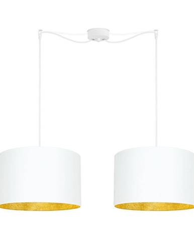 Biele dvojité stropné svietidlo s vnútrajškom v zlatej farbe Sotto Luce Mika
