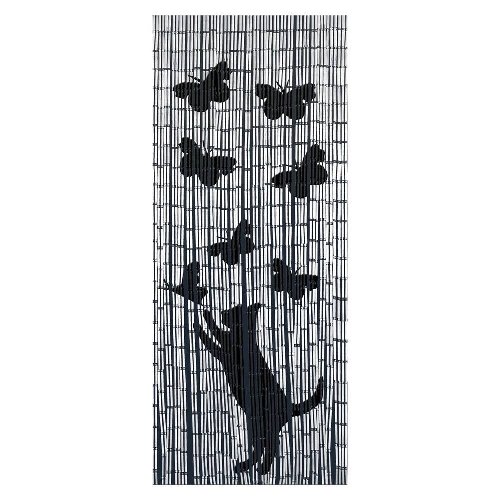 Maximex Čierno-sivý bambusový záves do dverí 200x90 cm Cat and Butterfly - , značky Maximex