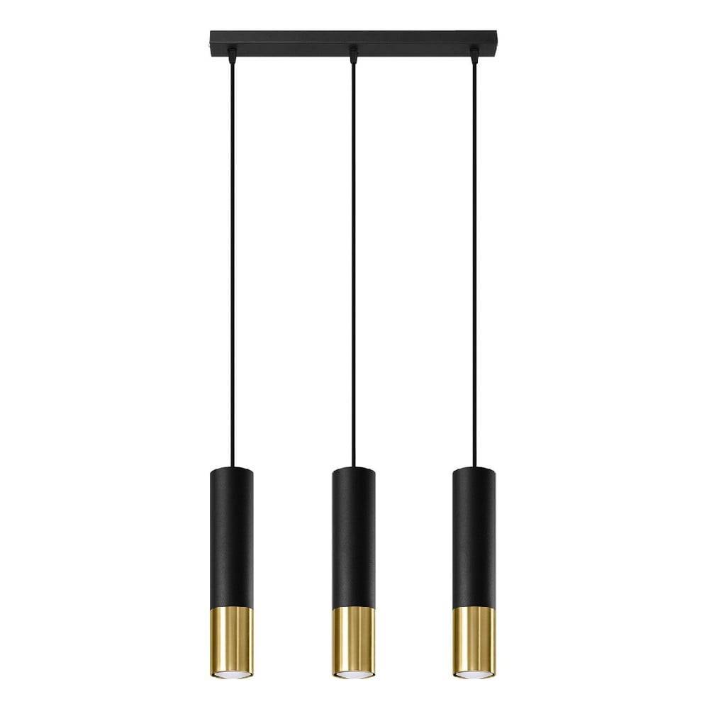Nice Lamps Závesné svietidlo s kovovým tienidlom v čierno-zlatej farbe 45x6 cm Longbot - , značky Nice Lamps