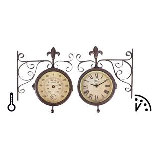 Nástenné hodiny s teplomerom Esschert Design Rustic