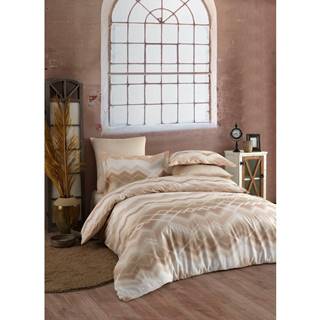 Hnedo-béžové posteľné obliečky z bavlneného saténu Primacasa by Türkiz Onzino, 140 x 200 cm