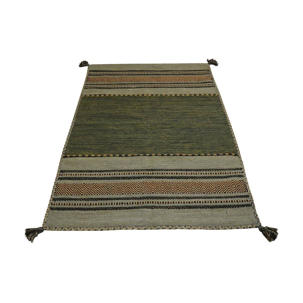 Webtappeti Zeleno-hnedý bavlnený koberec  Antique Kilim, 60 x 90 cm, značky Webtappeti