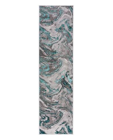 Sivo-modrý behúň Flair Rugs Marbled, 80 x 300 cm