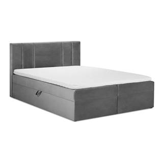 Mazzini Beds Svetlosivá zamatová dvojlôžková posteľ  Afra, 160 x 200 cm, značky Mazzini Beds