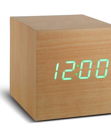 Béžový budík so zeleným LED displejom Gingko Cube Click Clock