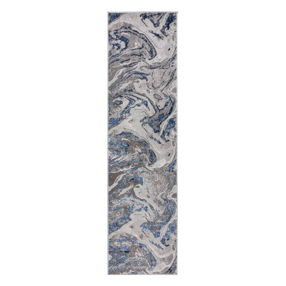 Flair Rugs Modro-sivý behúň  Marbled, 60 x 230 cm, značky Flair Rugs