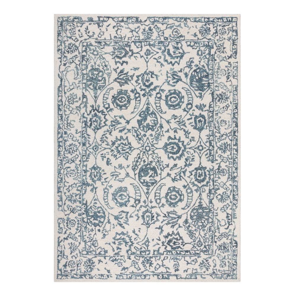 Flair Rugs Biely/modrý vlnený koberec 230x160 cm Yasmin - , značky Flair Rugs