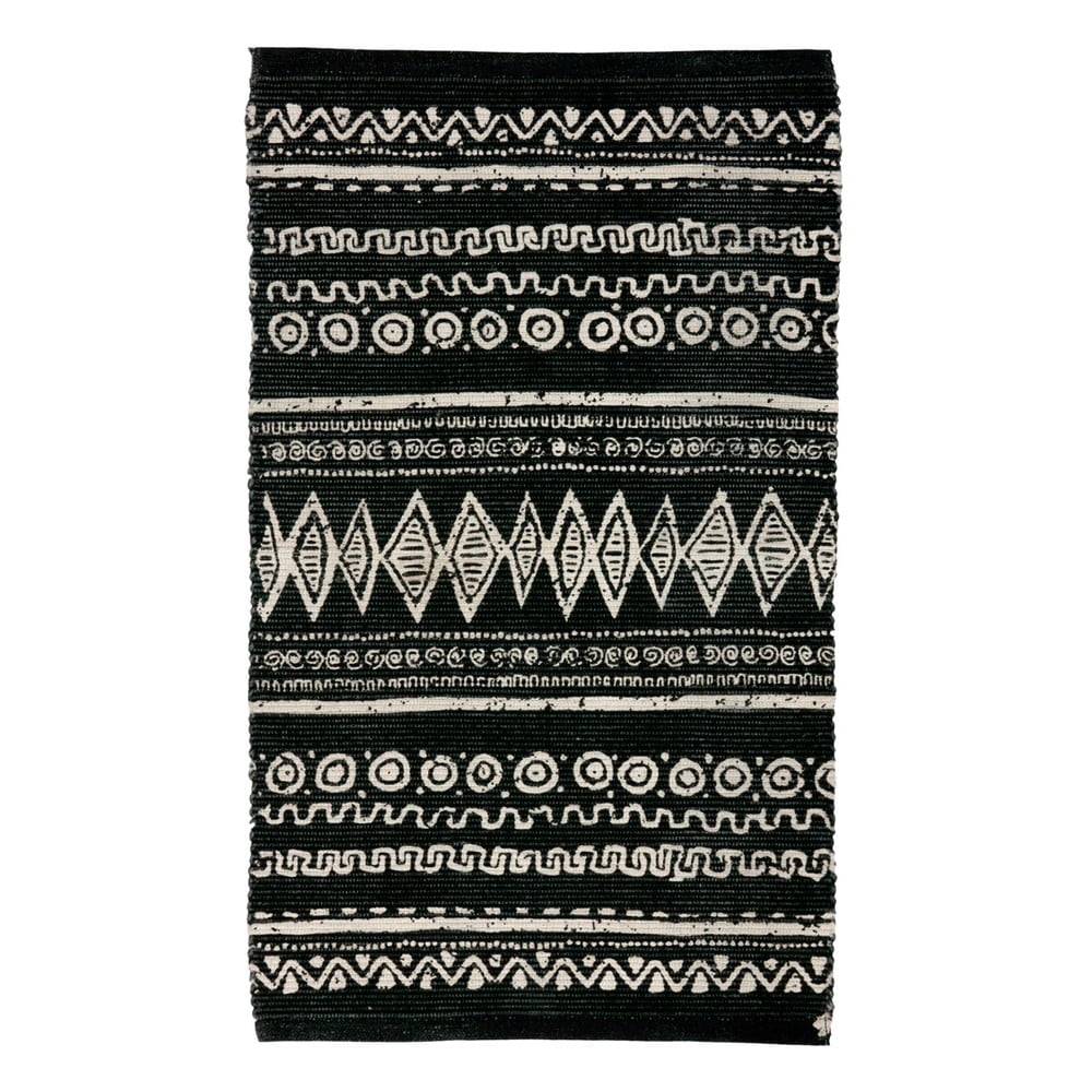 Webtappeti Čierno-biely bavlnený koberec  Ethnic, 55 x 180 cm, značky Webtappeti