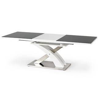 Stôl Sandor 2 160/220 Sklo-Čierna/Mdf-Biely