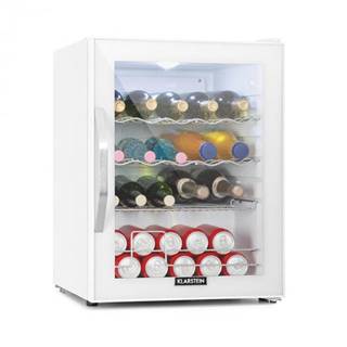 Klarstein  Beersafe XL Quartz, chladnička, D, 60 l, LED, 2 kovové rošty, sklenené dvere, biela, značky Klarstein