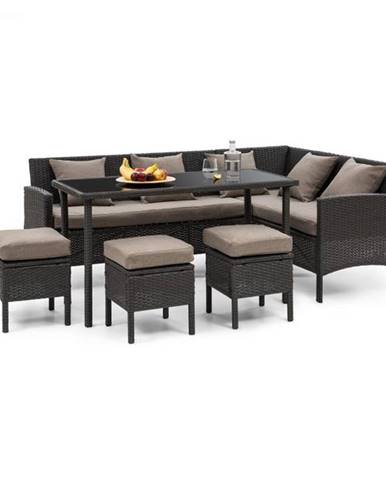 Blumfeldt Titania Dining Lounge Set, záhradná sedacia súprava, čierna/hnedá