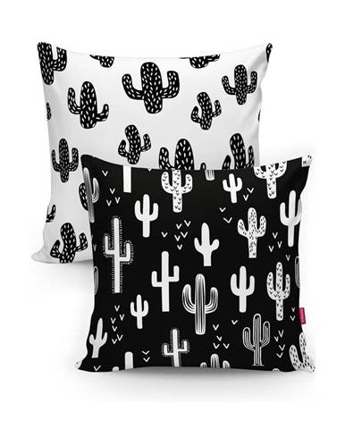 Sada 2 obliečok na vankúše Minimalist Cushion Covers BW Cactuses, 45 x 45 cm