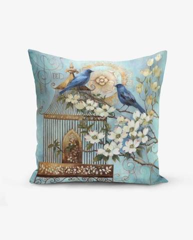 Obliečka na vankúš s prímesou bavlny Minimalist Cushion Covers Blue Bird, 45 × 45 cm