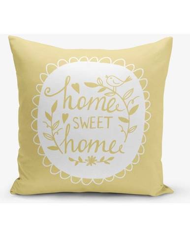 Žltá obliečka na vankúš Minimalist Cushion Covers Home Sweet Home, 45 × 45 cm