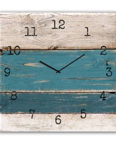 Nástenné hodiny Styler Glassclock Blue Wood, 30 × 30 cm