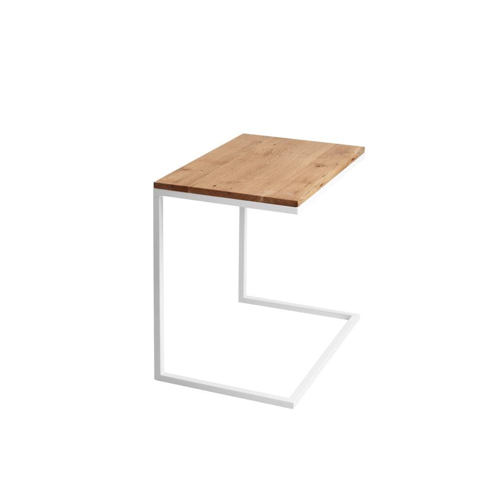 Custom Form Stôl s bielou podnožou s doskou z masívneho duba CustomForm Lupe, značky Custom Form