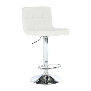 Barová stolička biela ekokoža/chróm KANDY NEW