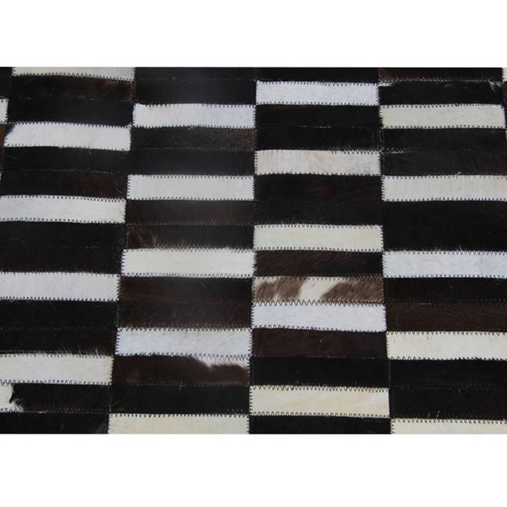 Kondela Luxusný kožený koberec hnedá/čierna/biela patchwork 201x300 KOŽA TYP 6, značky Kondela