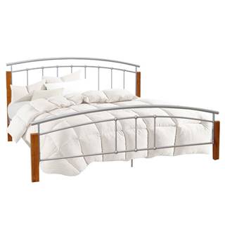 Kondela Manželská posteľ drevo jelša/strieborný kov 160x200 MIRELA, značky Kondela