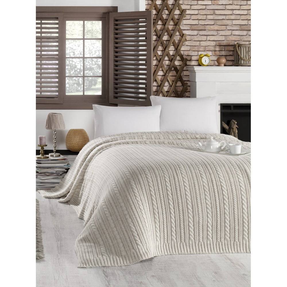 Homemania Svetlosivý pléd cez posteľ s prímesou bavlny  Decor Camila, 220 x 240 cm, značky Homemania