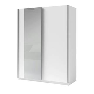 Šatníková skriňa so zrkadlom SPLIT biela, šírka 180 cm