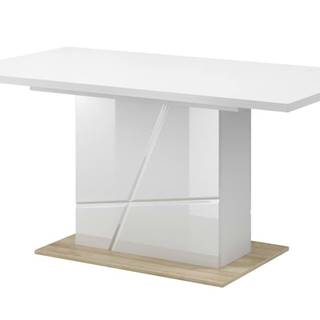 Jedálenský stôl FUTURA 10 biela vysoký lesk/dub riviéra